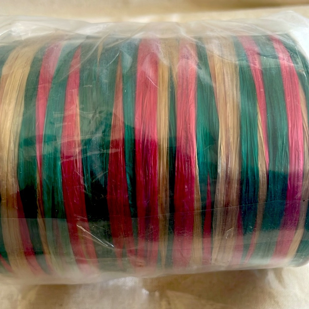 Twisted Raffia Roll - Red/Gold/Green - 1/4” x 100 Yds